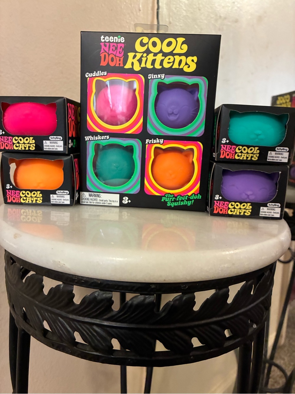 Needoh Cool Kittens & Cool Cats 100% Authentic Set 5- Pink, Purple, Teal, Orange
